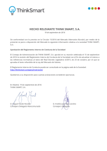 HECHO RELEVANTE THINK SMART, S.A.