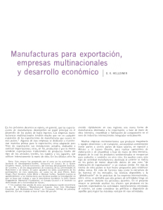 Manufacturas para exportación, empresas multinacionales y