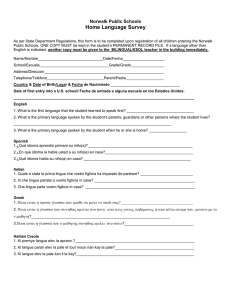 Home Language Survey - Norwalk Public Schools
