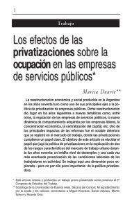 Los efectos de las privatizaciones sobre la ocupaciónen las