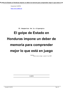 El golpe de Estado en Honduras impone un deber de