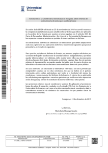 Resolución de la Gerente de la Universidad de Zaragoza, sobre