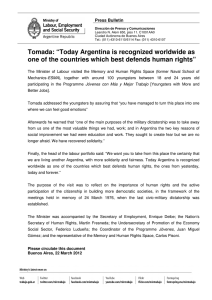 Tomada: “Today Argentina is recognized worldwide a...”