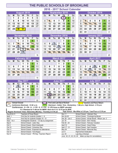 Brookline School Calendar