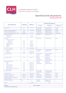 Especificaciones de producto GASOLINA 98