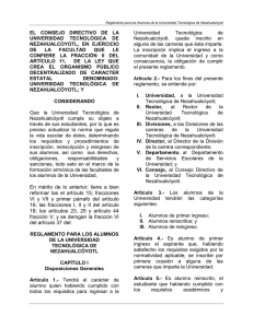 reglamento, el alumno - Universidad Tecnológica de Nezahualcóyotl