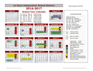 14-Month School Year Calendar Template - ESC-20
