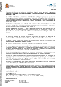 Resolución del Director del Instituto de Salud Carlos III por la que se
