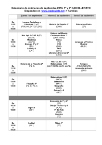 Calendario de exámenes de septiembre 2016. 1º y 2º