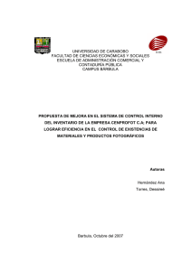 Propuesta de Mejora en el Sistema de Control Interno del Inventario