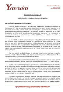 Denominaciones de Origen - IV Legislación sobre D.O. y