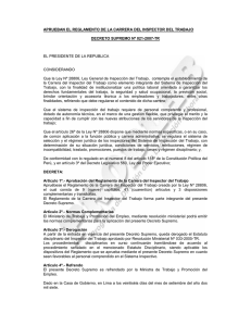 D.S. 021 2007-TR - Ministerio de Trabajo y Promoción del Empleo