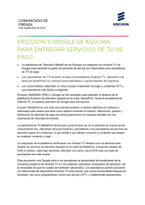 Ericsson y Google se asocian para entregar servicios de TV de pago