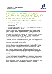Ericsson y Huawei extienden su acuerdo de licencia cruzada de