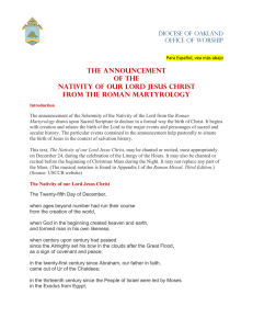 thE ANNOUNCEMENT OF ThE NATIVITy OF OUR LORD JESUS