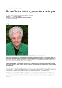 Murió Chiara Lubich, promotora de la paz