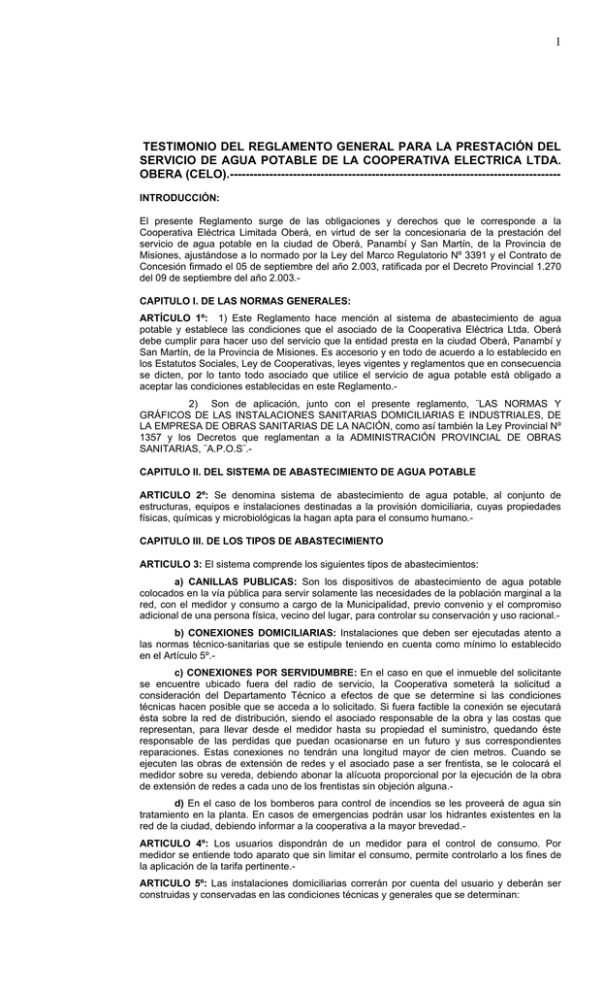 1 testimonio del reglamento general para la prestación del servicio