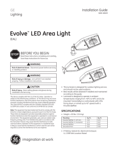 GE LED Evolve EAL Area Light — Installation Guide English French