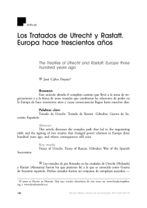 Los Tratados de Utrecht y Rastatt. Europa hace trescientos años