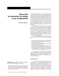 Guías para la transfusión de sangre y sus componentes
