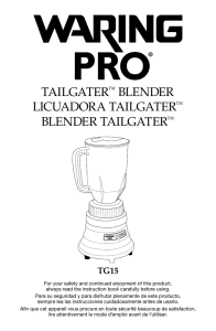 TG15 Waring Pro® Tailgater™ Blender Instruction Booklet