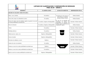 Anexo 1 - Lista de clasificación y disposición de residuos