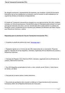 Visa de Transeúnte Inversionista (TR-I)