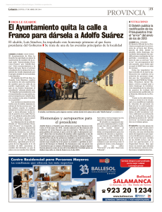 El Ayuntamiento quita la calle a Franco para dársela a Adolfo Suárez