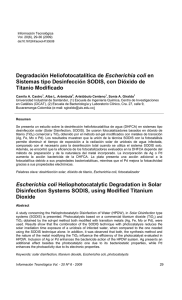 Degradación Heliofotocatalítica de Escherichia coli en Sistemas tipo
