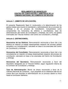 - 1 - REGLAMENTO DE ARANCELES CENTRO DE CONCILIACIÓN