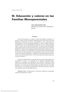 III. Educación y valores en las Familias Monoparentales