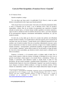 Carta de Piotr Kropotkin a Francisco Ferrer i Guardia