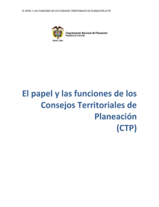 El papel y las funciones de los Consejos Territoriales de Planeación