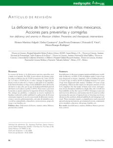 La deficiencia de hierro y la anemia en niños mexicanos. Acciones