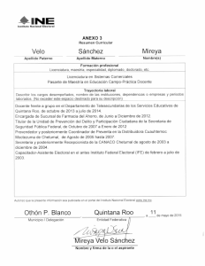 Othón P. Blanco Quintana Roo o Sánchez Velo Sánchez Mireya