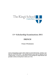 13+ Scholarship Examinations 2015 FRENCH