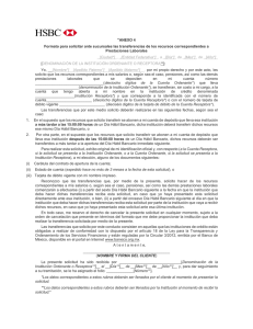 "ANEXO 4 Formato para solicitar ante sucursales las transferencias