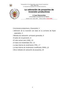 La valoración de proyectos de inversión productivos