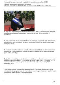Presidente Funes aborda tema de inscripción de trabajadores