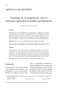 Fisiología de la coagulación: nuevos conceptos aplicados al