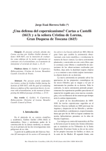 ¿Una defensa del copernicanismo? Cartas a Castelli (1613) y a la