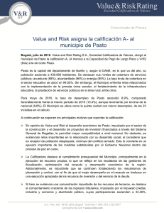 Value and Risk asigna la calificación A- al