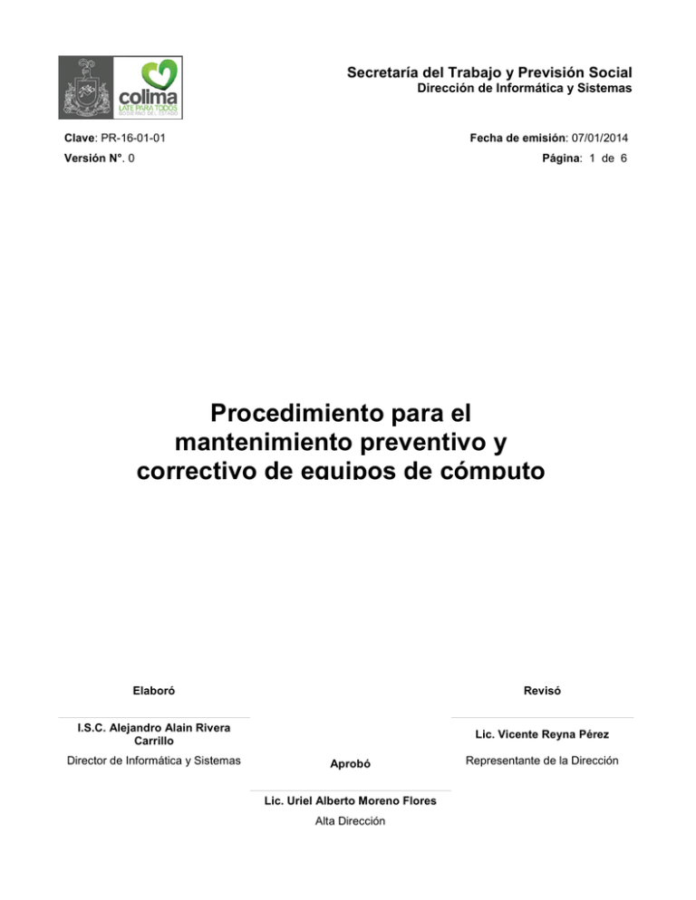 Procedimiento Para El Mantenimiento Preventivo Y Correctivo De