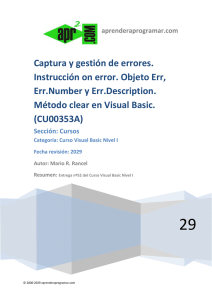 CU00353A Captura gestion errores on error metodo clear visual