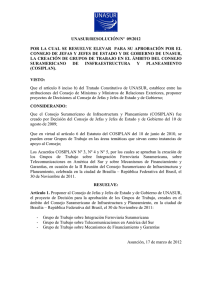 unasur/resolución/nº 09/2012 por la cual se resuelve elevar para su