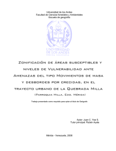 Zonificación de áreas susceptibles y niveles de Vulnerabilidad ante