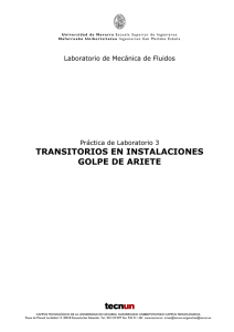 Práctica 3. Transitorios en Instalaciones. Golpe de Ariete.