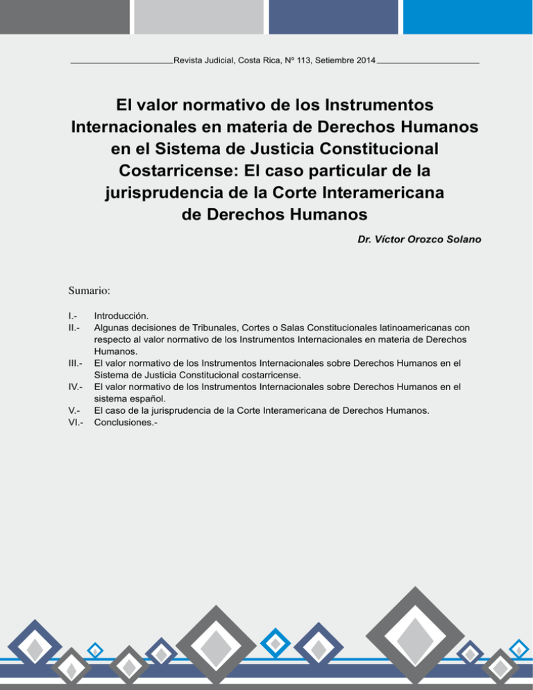 El Valor Normativo De Los Instrumentos Internacionales En Materia