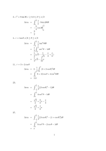 3. r2 = 9 sin 2θ, r ≥ 0,0 ≤ θ ≤ π