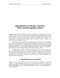 Departamento de Nariño, Colombia Perfil sociodemográfico básico